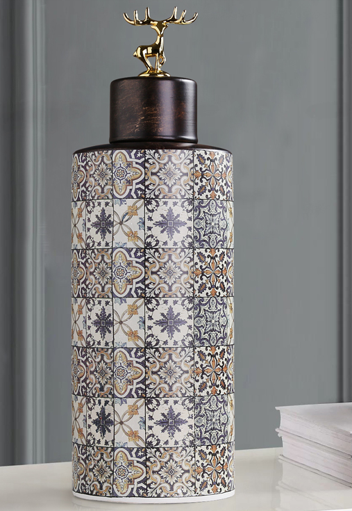 Ceramics Moroccan Pattern Sugar Tea Canister Jar - Hyggeh