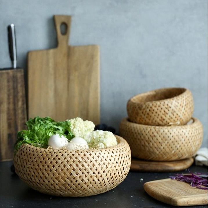 Bamboo Basket Kitchen Storage - Hyggeh