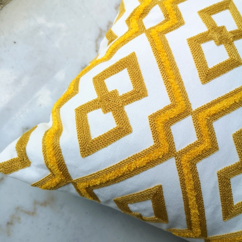 Yellow Cushion Cover Cute Diamond Geometric 45x45cm Sofa Bed - Hyggeh