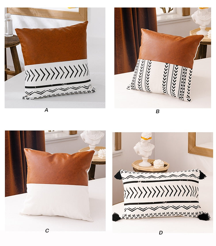 Faux Leather Cotton Pillow