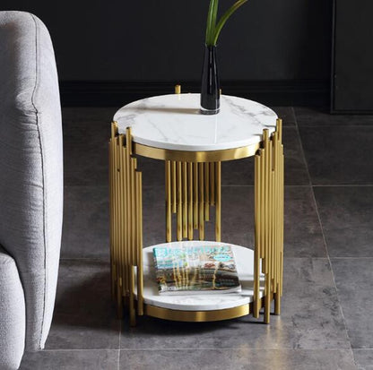 Stainless Steel Gold Marble Top Modern Coffee Table - Hyggeh