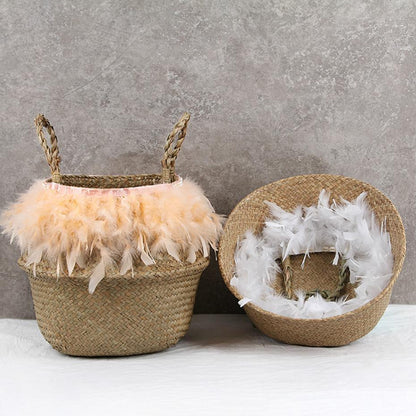 White Fur Storage Basket Plant Wicker - Hyggeh