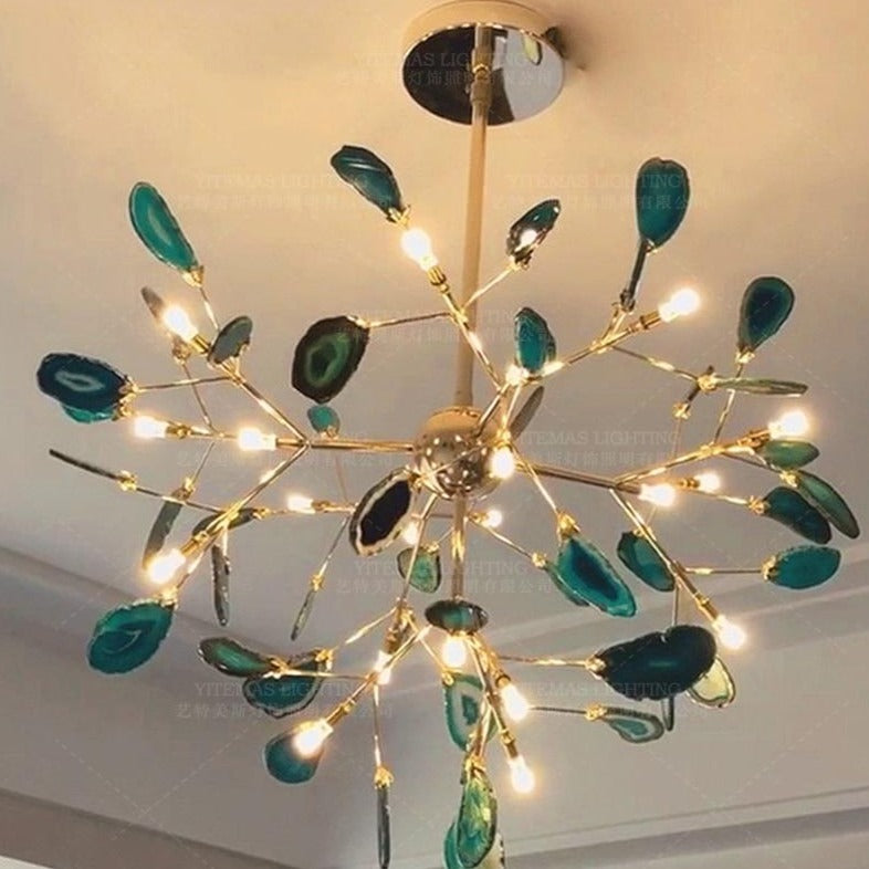 Art-Deco Natural Agate Stone Slices Chandelier - Hyggeh