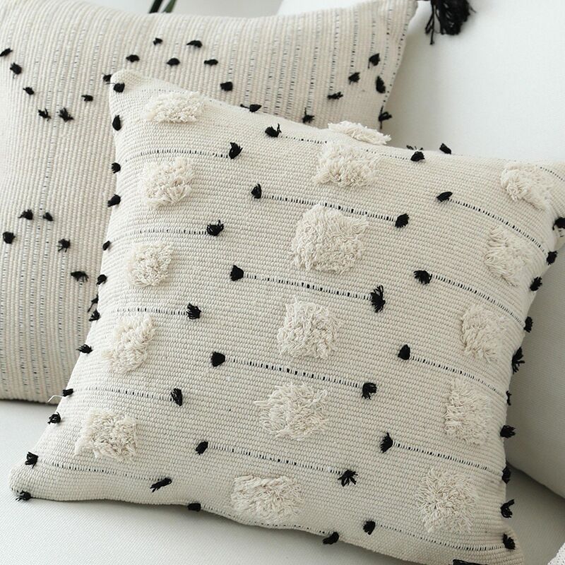 White Black Moroccan Geometric Cushion Pillow Cover