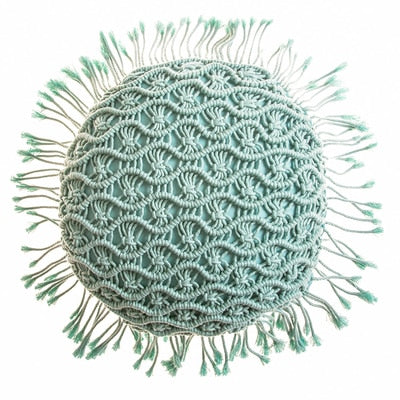 Hand-Woven Macrame Cotton Round Cushion Cover Three - Hyggeh