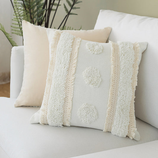 Cotton Woven Cushion Ivory Tassels pillow Cover - Hyggeh