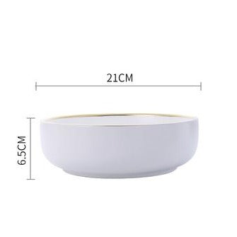 Ceramic Gold Line White Black Plates Dinnerware Set - Hyggeh