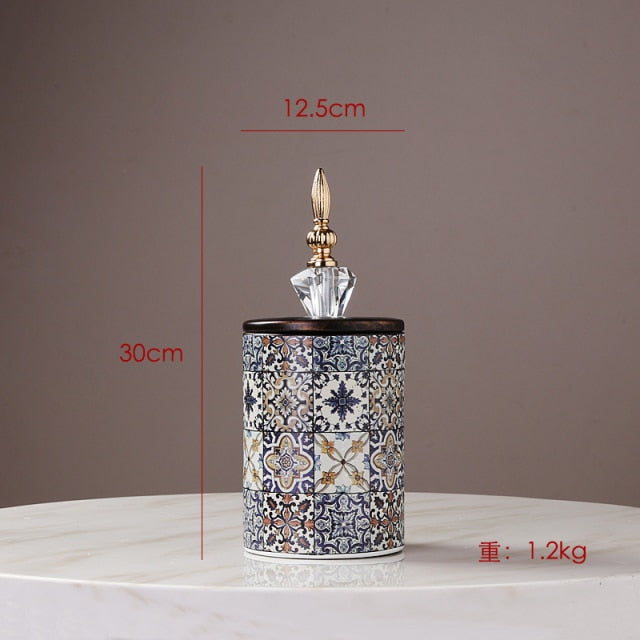 Ceramics Moroccan Pattern Sugar Tea Canister Jar - Hyggeh