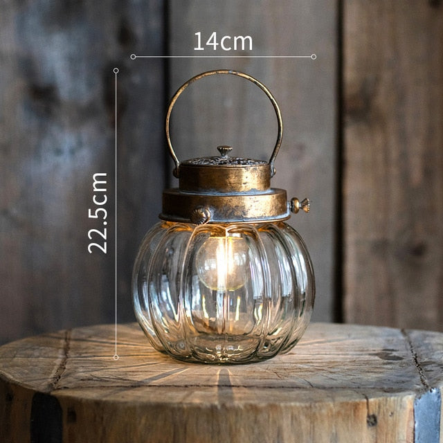 Metal Retro Glass Stand Candle Holder Lantern - Hyggeh