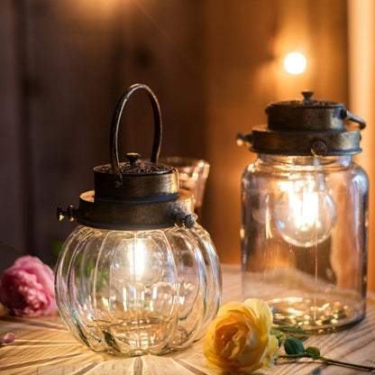 Metal Retro Glass Stand Candle Holder Lantern - Hyggeh