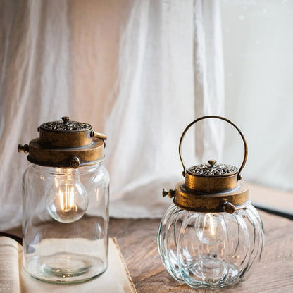 Metal Retro Glass Stand Candle Holder Lantern - Hyggeh