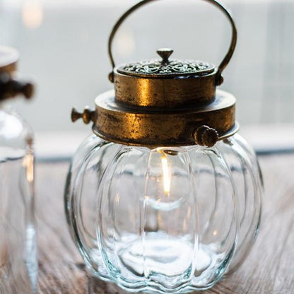 Metal Retro Glass Stand Candle Holder Lantern - Hyggeh