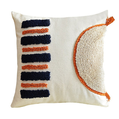 Moroccan Navy Stripe Tufted Cushion Cover - Hyggeh