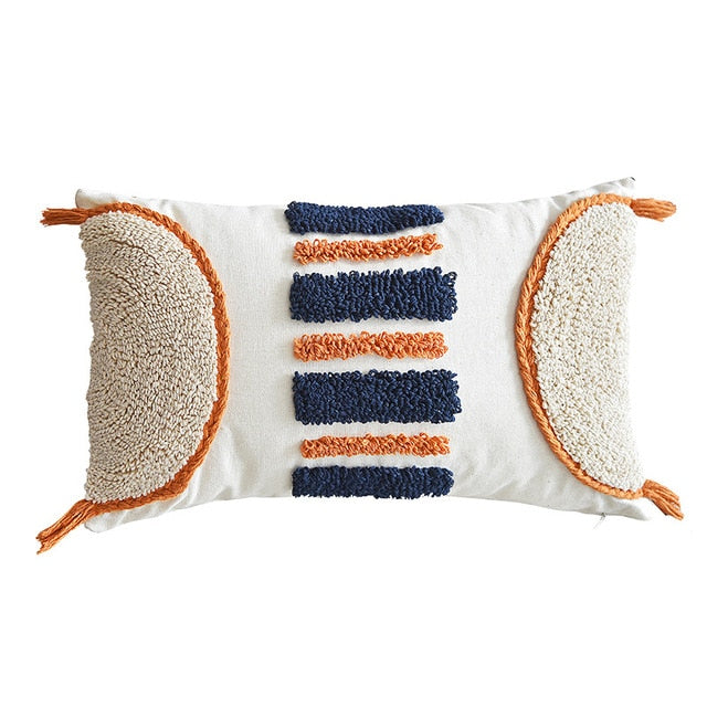 Moroccan Navy Stripe Tufted Cushion Cover - Hyggeh