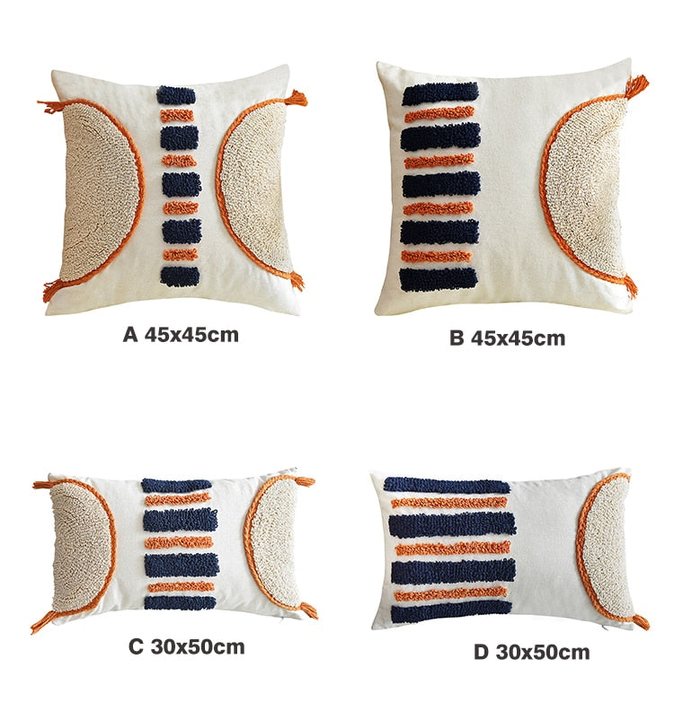 Moroccan Navy Stripe Tufted Cushion Cover - Hyggeh