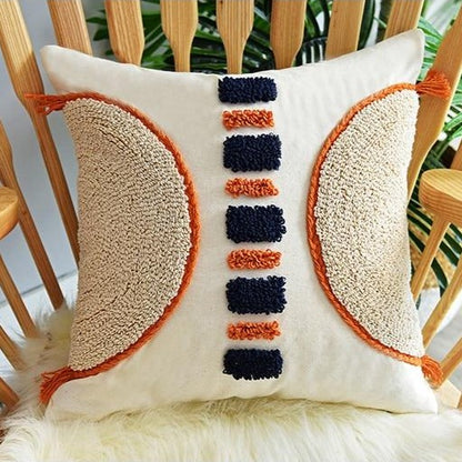 Moroccan Navy Stripe Tufted Cushion Cover - Hyggeh