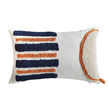 Moroccan Navy Stripe Tufted Cushion Cover - Hyggeh