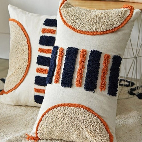 Moroccan Navy Stripe Tufted Cushion Cover - Hyggeh