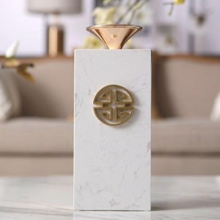 Rectangle Versace White Marble Candle Holder - Hyggeh