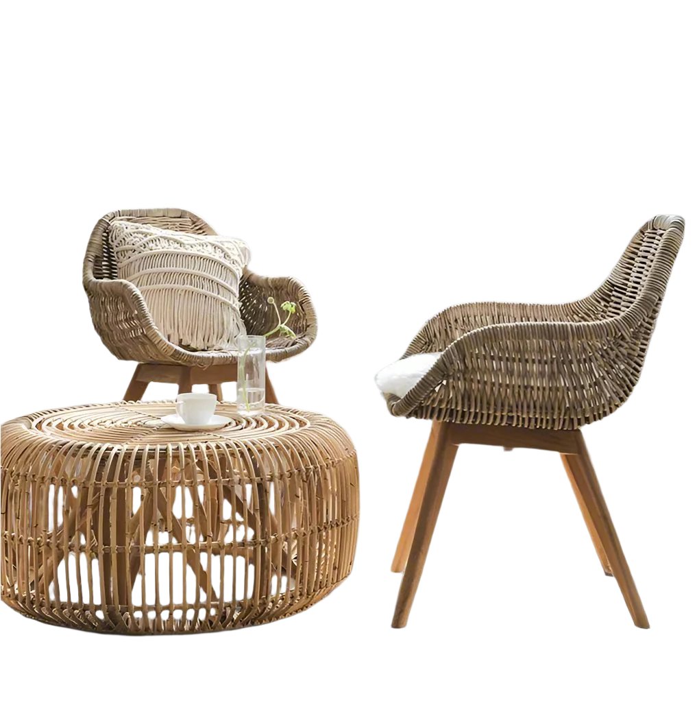 Round Rattan Hand-Woven Coffee Table - Hyggeh