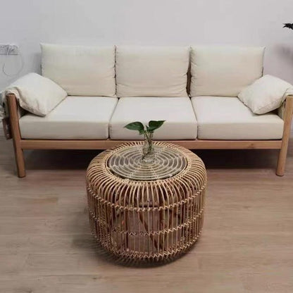 Round Rattan Hand-Woven Coffee Table - Hyggeh