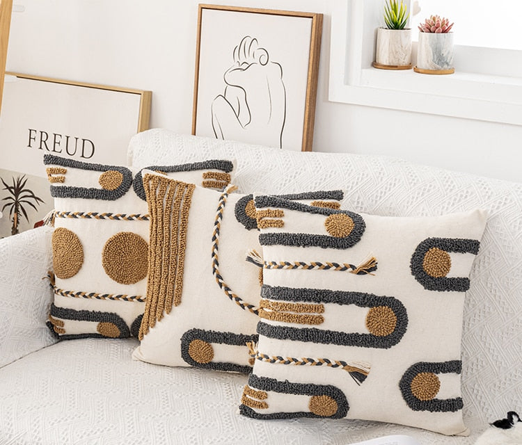 Boho Coffee Loop Tufted Cushion Cover - Hyggeh