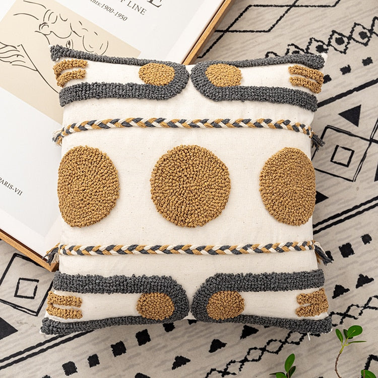 Boho Coffee Loop Tufted Cushion Cover - Hyggeh