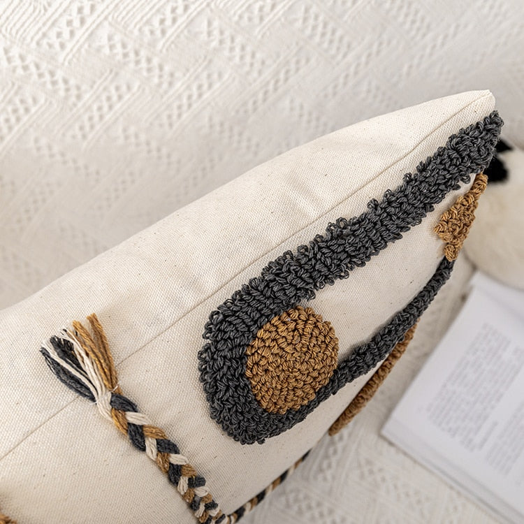 Boho Coffee Loop Tufted Cushion Cover - Hyggeh