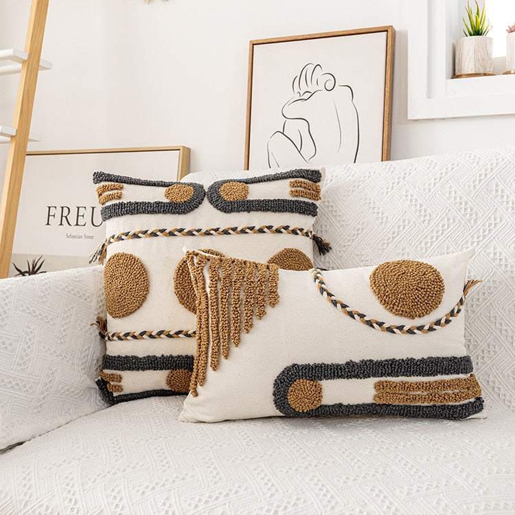 Boho Coffee Loop Tufted Cushion Cover - Hyggeh