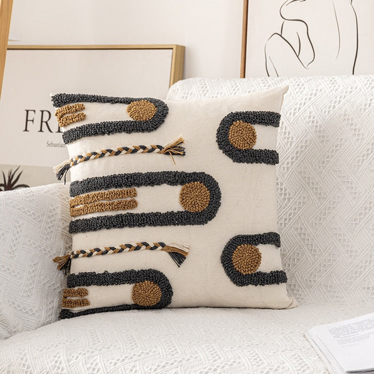 Boho Coffee Loop Tufted Cushion Cover - Hyggeh