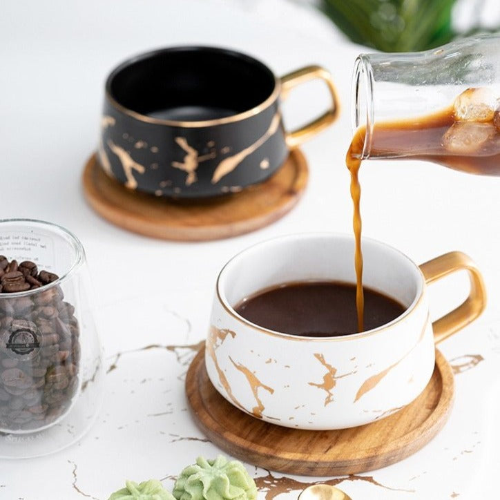 Long Marble Coffee Mugs