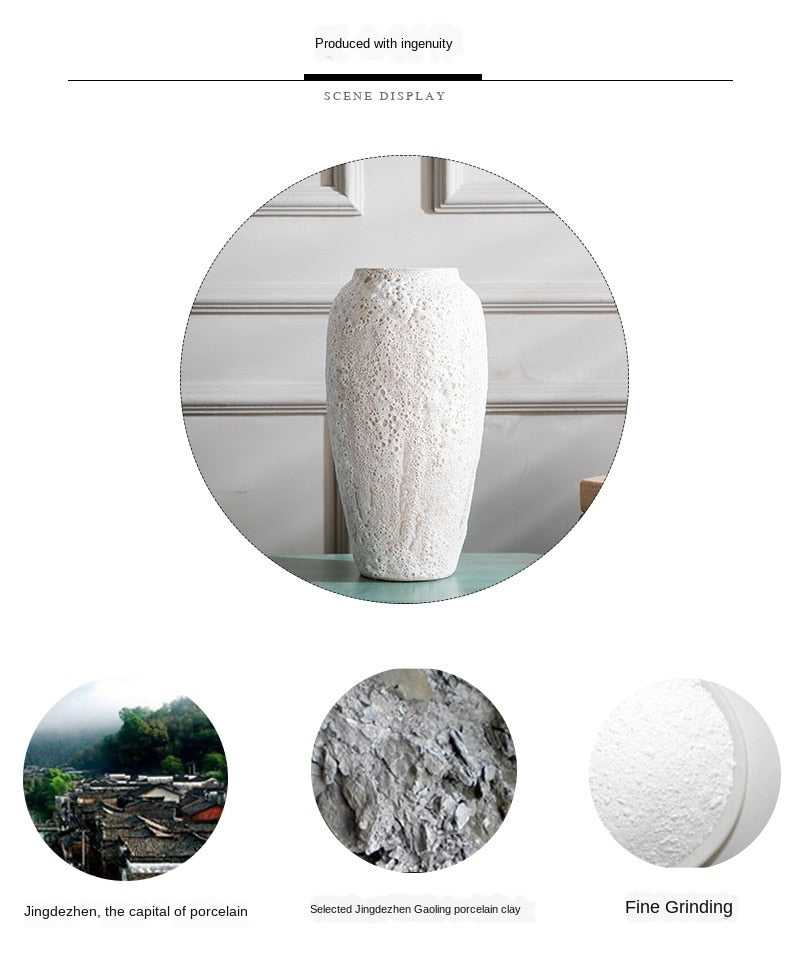 Modern Zen White Ceramic Handmade Flower Vase - Hyggeh