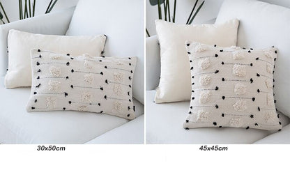 White Black Moroccan Geometric Cushion Pillow Cover