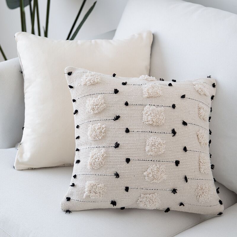 White Black Moroccan Geometric Cushion Pillow Cover