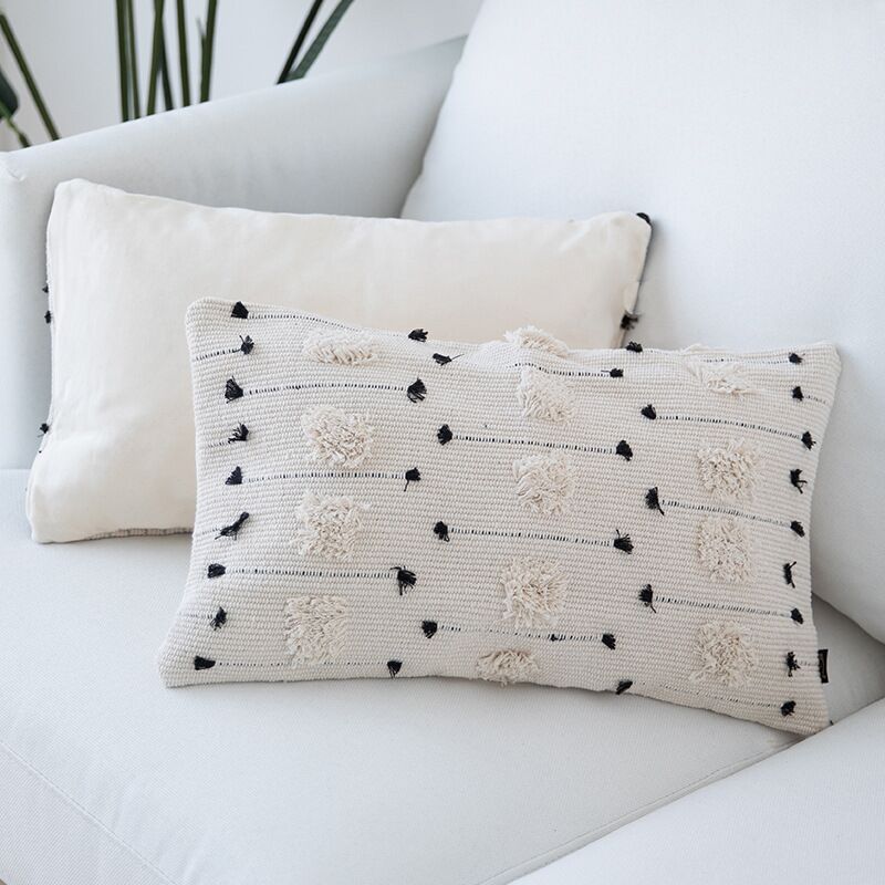 White Black Moroccan Geometric Cushion Pillow Cover