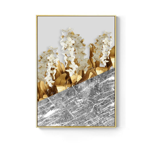 Golden Leaf Flower Wall Art